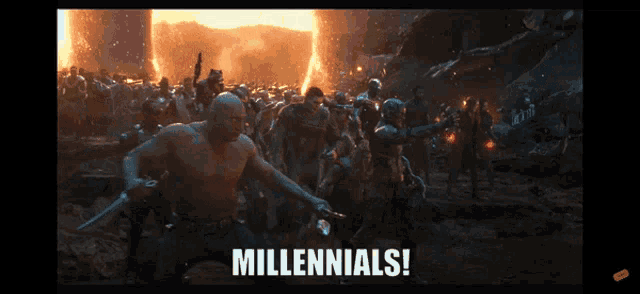 a screen shot of a movie with the words millennials