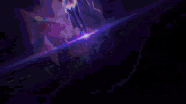 a pixel art of a person holding a gun with purple lights behind them