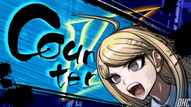 a cartoon of a girl with the words counter written on it