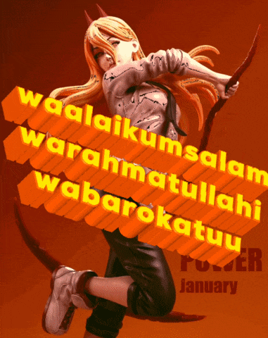 a picture of a girl with horns and the words waalaikumsalam warahmatullahi wabarokatuu