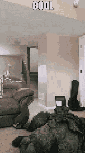 a pixelated image of a living room with the words cool on the top