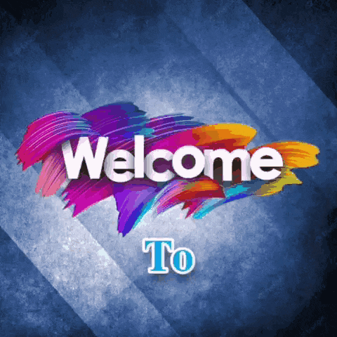a blue background with the words welcome to in white letters