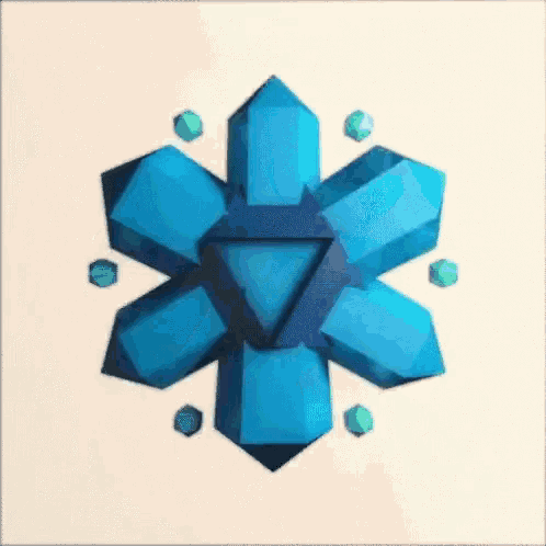 a 3d rendering of a snowflake made of blue geometric shapes