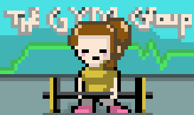 a pixel art illustration of a girl lifting a barbell with the words the gym way behind her