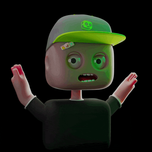 a cartoon character with a green hat and a bandage on his head