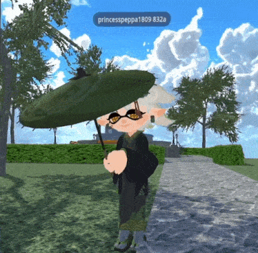 a cartoon character holding an umbrella with the name princess peppa 1809 832a on the bottom right