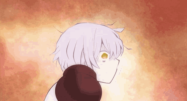 a drawing of a girl with white hair and red eyes