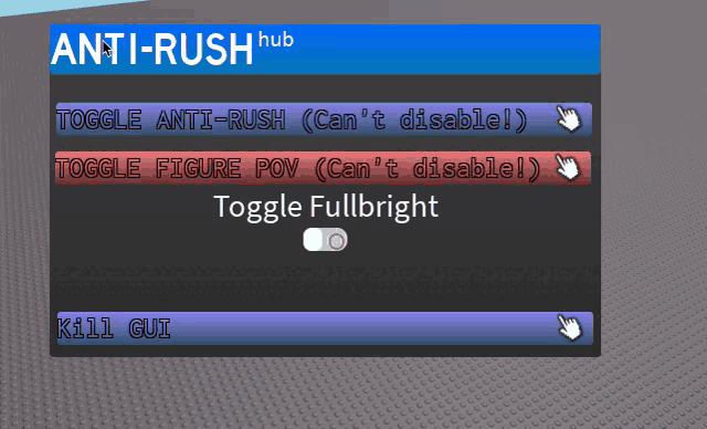 a screen that says ' anti-rush hub ' at the top of it