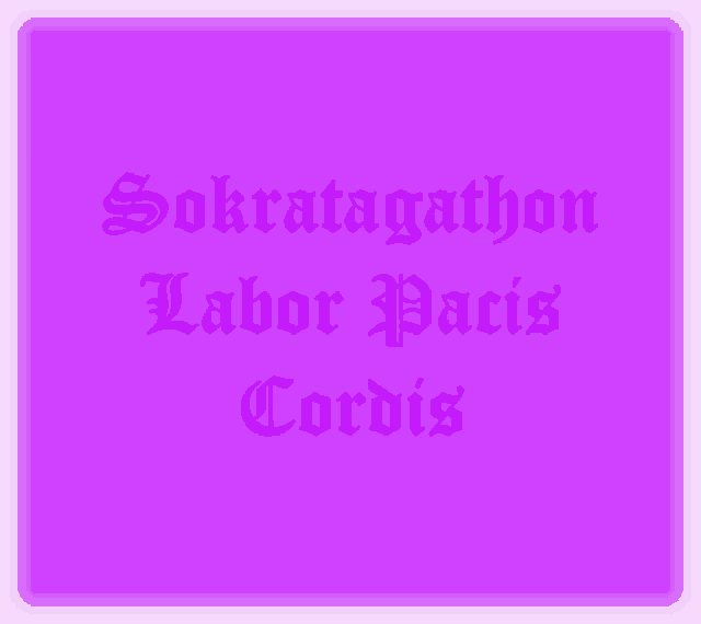 a purple background with the words sokratagathan labor pacis cordis on it
