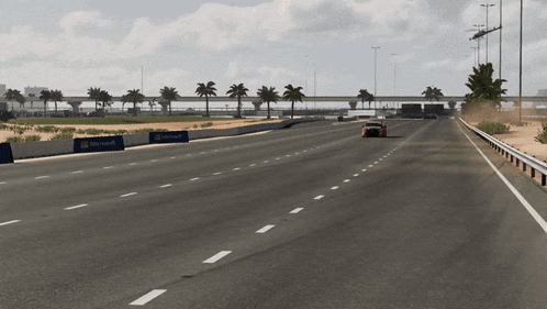 an empty highway with microsoft signs on the side