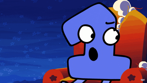 a cartoon character with a surprised look on his face is sitting in a chair
