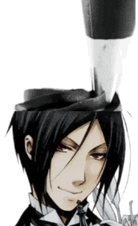 a black and white drawing of a man wearing a black top hat