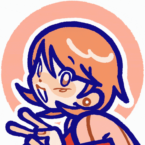 a cartoon drawing of a girl with orange hair and earrings