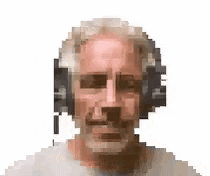 a pixelated image of a man wearing headphones and a microphone .