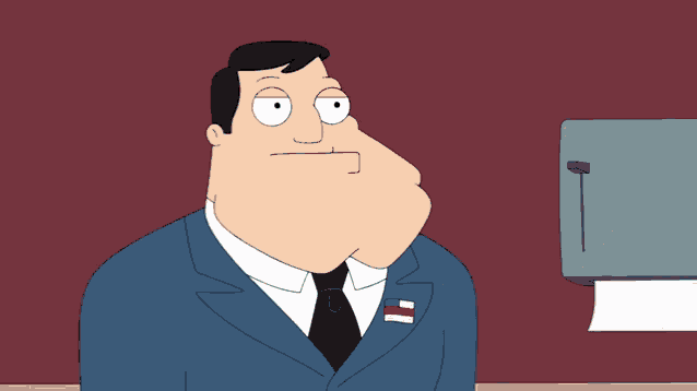 a cartoon of a man in a suit and tie with tears coming out of his eyes