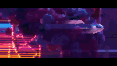 a person is falling through the air in a purple and blue background