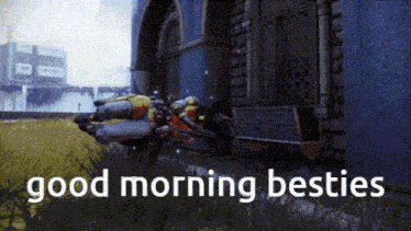 a screenshot of a video game with the words good morning besties on the bottom