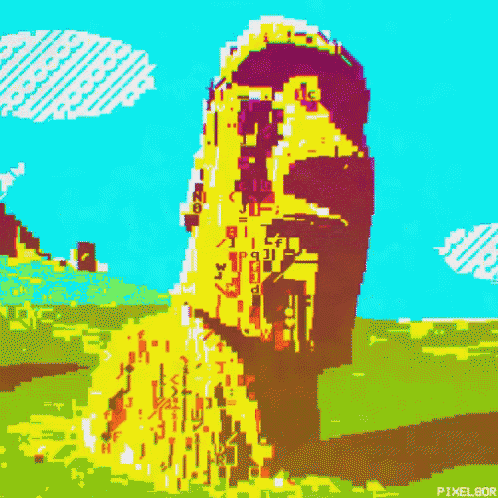 a pixel art of a statue with the name pixelgor on the bottom right