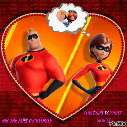 mr the mrs incredible and elastigirl from the incredibles holding hands