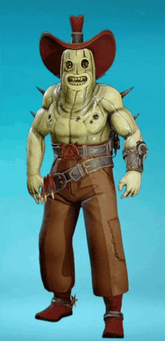 a cartoon character is wearing a cowboy hat