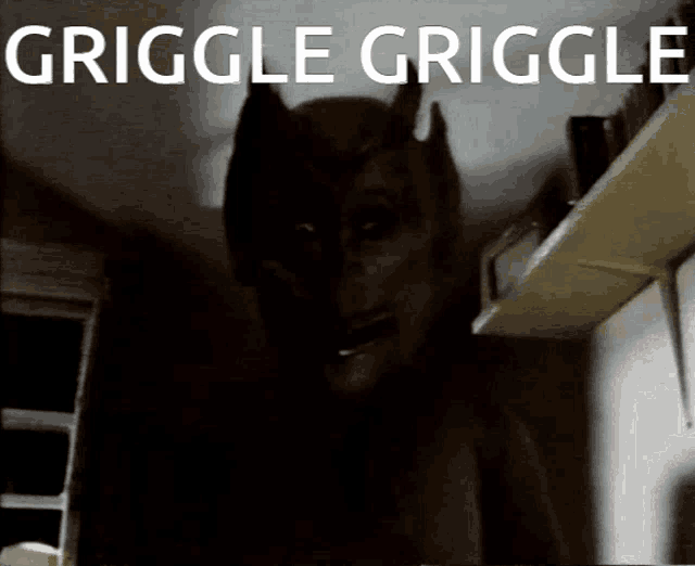 a silhouette of a person with the words " griggle griggle " on the bottom
