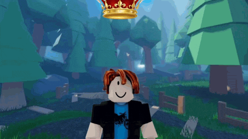 a roblox character is wearing a crown on his head in a video game .