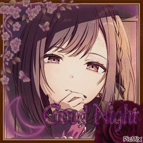 a picture of a girl with the words good night on the bottom