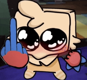 a cartoon character is giving the middle finger to the camera .