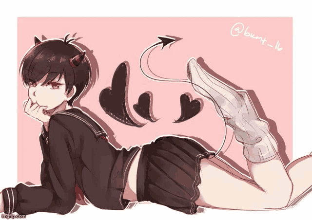 a drawing of a girl with horns and a tail has the name @bunny_ll written on the bottom