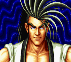 a pixel art illustration of a man with long hair