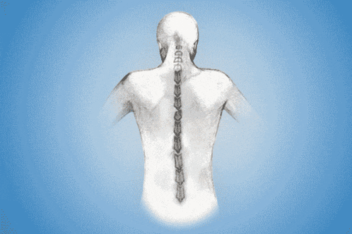 a drawing of a person 's back with a light coming from the back