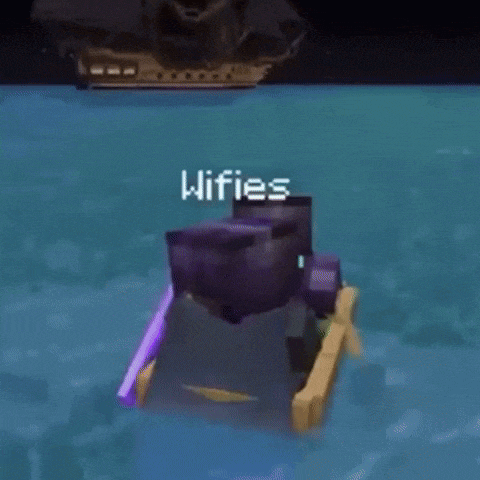 a couple of minecraft characters are in a boat in the water .