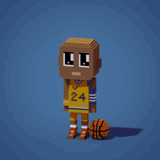 a cartoon basketball player with the number 24 on his jersey