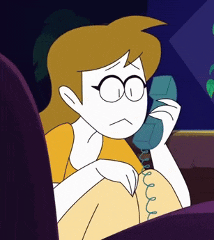 a cartoon character is talking on a phone