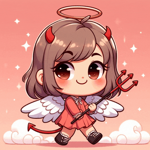 a little girl dressed as a devil with horns and wings
