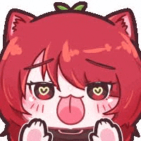 a cartoon cat with red hair sticking out its tongue .