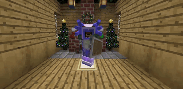 a room with a christmas tree and a fireplace in it