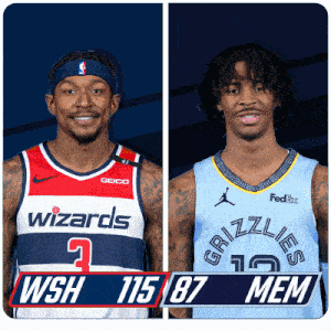 a wizards player and a grizzlies player are shown side by side