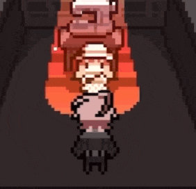 a pixel art of a man standing in a dark room