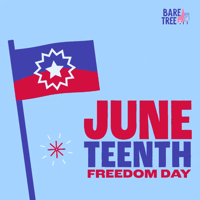 a banner for june tenth freedom day with a flag and fireworks