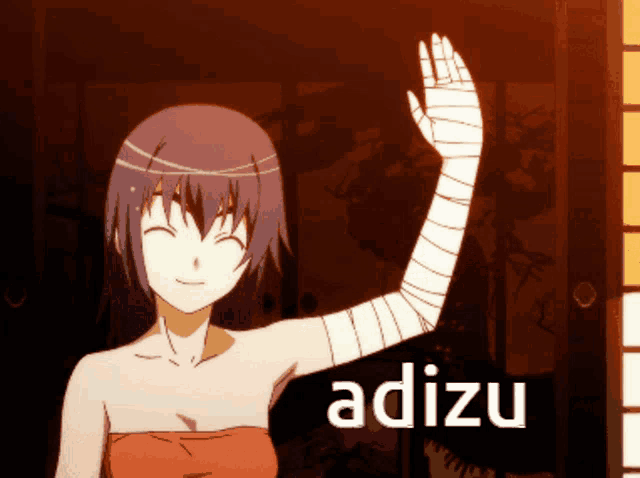 a girl with a bandaged arm and the name adizu