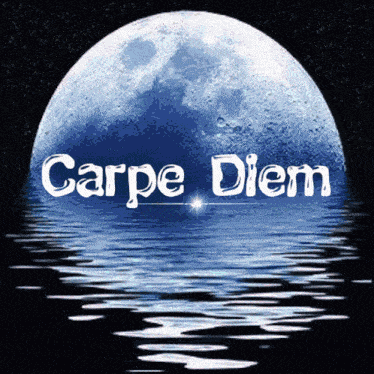 a picture of a full moon with carpe diem written in front of it