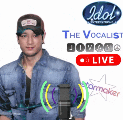 a poster for idol international featuring a man in a denim shirt