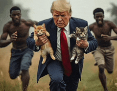 a man in a suit and tie holding two kittens