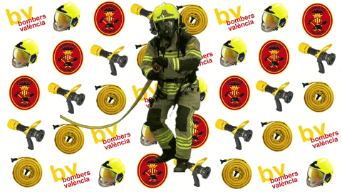 a fireman is surrounded by bombers valencia equipment