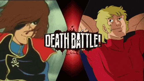 a poster for a death battle between captain harlock and cobra