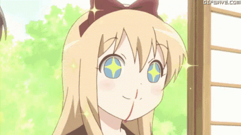 a gifwave.com animated image of a blonde anime girl with a bow on her head