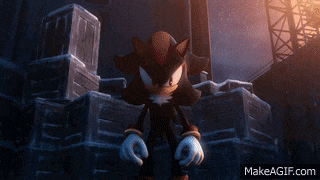 shadow the hedgehog from sonic the hedgehog is standing in front of some boxes