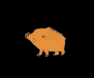 a pixel art drawing of a boar with a black background