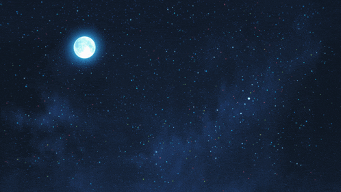 a full moon shines brightly in a night sky filled with stars